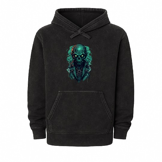 Green Toxic Zombie RPG Game Style Mineral Wash Hoodies