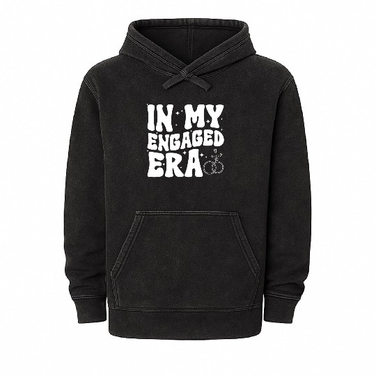 Funny Engagement In My Engaged Era Groovy Wedding Mineral Wash Hoodies