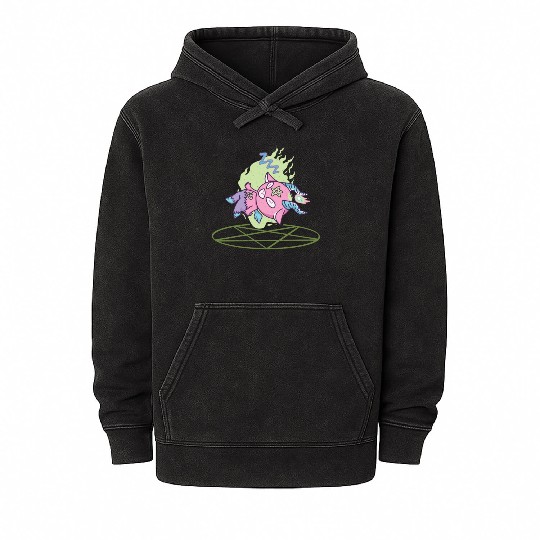 Devil sleeps during summoning Mineral Wash Hoodies
