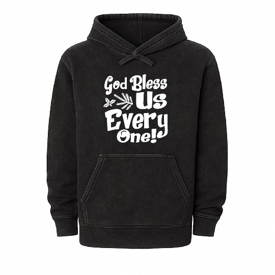 A Christmas Carol Charles Dickens God Bless Us Mineral Wash Hoodies