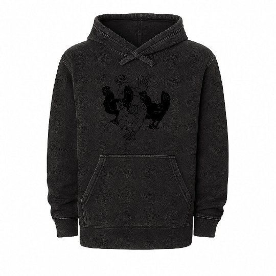 Chickens two dark and two light chickens Mineral Wash Hoodies