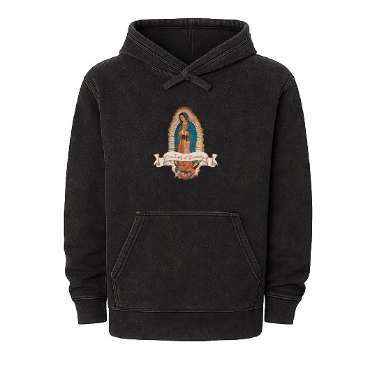 Lady Virgin of Guadalupe Virgen De Guadalupe Mineral Wash Hoodies