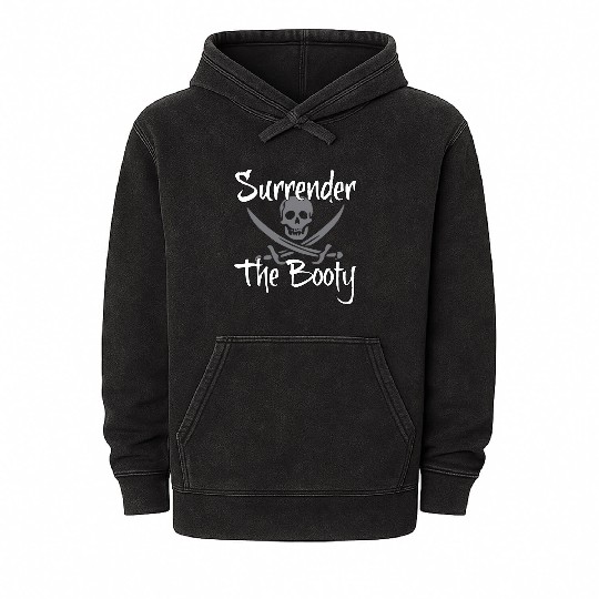 Surrender The Booty Pirate Mineral Wash Hoodies
