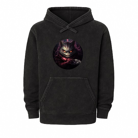 Cheshire Cat Playing Cards Mineral Wash Hoodies