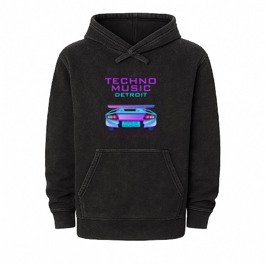 Techno Music Detroit Mineral Wash Hoodies
