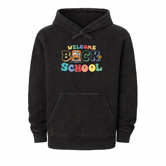 Welcome Back to School for Cute Funny School Bus Mineral Wash Hoodies
