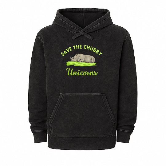 Save The Chubby Rhinos Save The Rhinos Sleeping Mineral Wash Hoodies