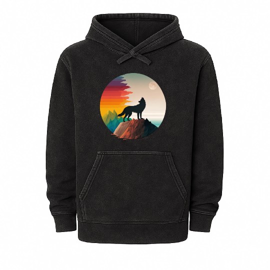 LGBTQIA+ Majestic wolf on the mountain top Mineral Wash Hoodies