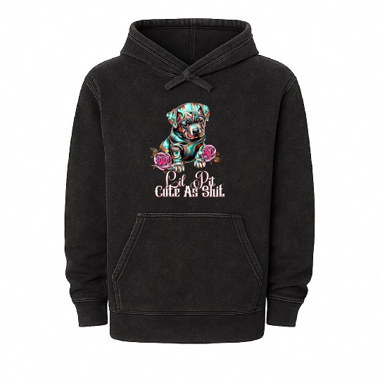 Little Pit Cute As Shit | Adorable Mineral Wash Hoodies Design