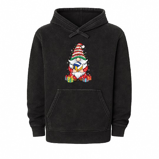 Cute Gnomes Volleyball Lover Christmas Gnome Mineral Wash Hoodies