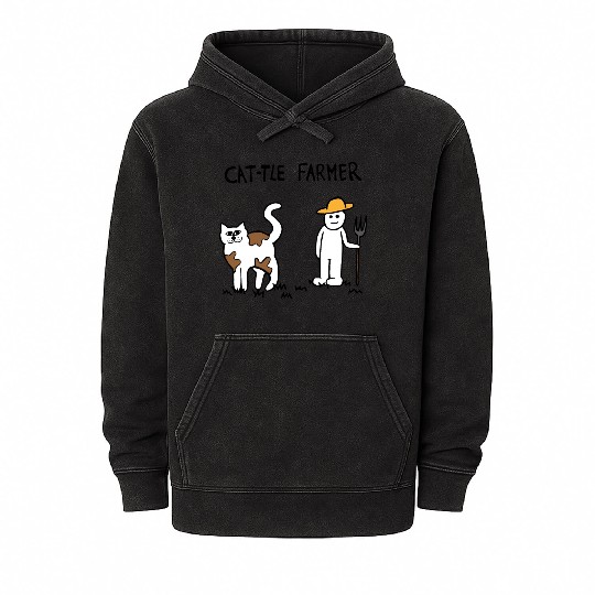 Cattle Cat Farmer Mineral Wash Hoodies