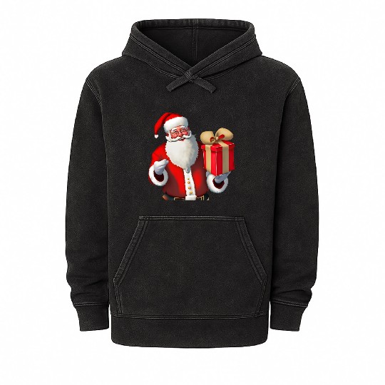 Festive Santa Claus design Mineral Wash Hoodies
