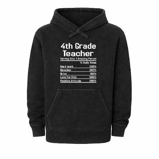 4th Grade Teacher Mineral Wash Hoodies