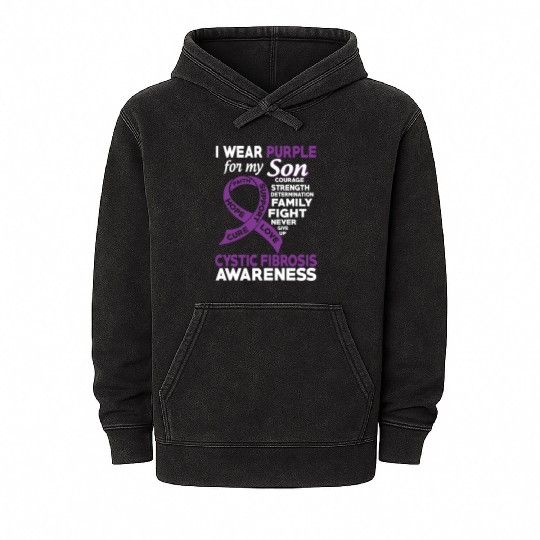 I Wear Purple For My Son Cystic Fibrosis Awareness Mineral Wash Hoodies