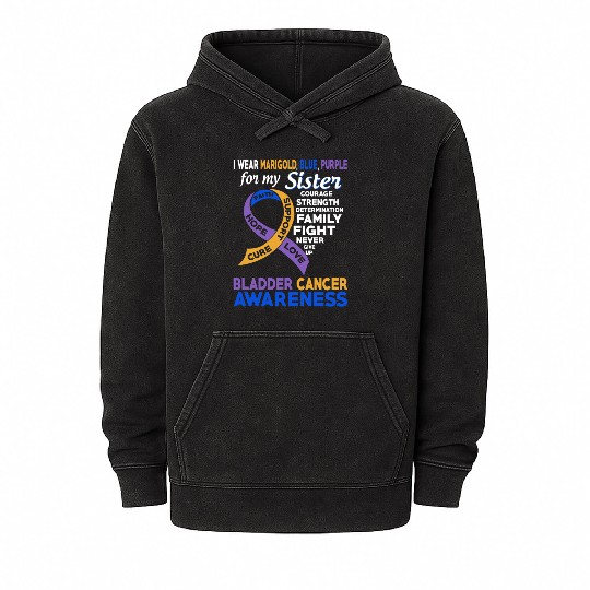I Wear Marigold Blue Purple For My Sister Bladder Mineral Wash Hoodies