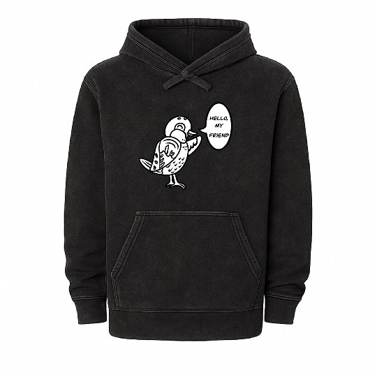 Cute Cartoon Sparrow Bird Mineral Wash Hoodies
