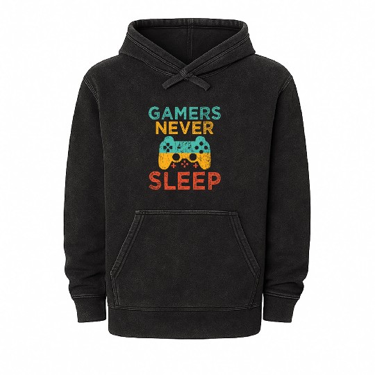 Gamers Never Sleep Console Game Video Game Gaming Mineral Wash Hoodies