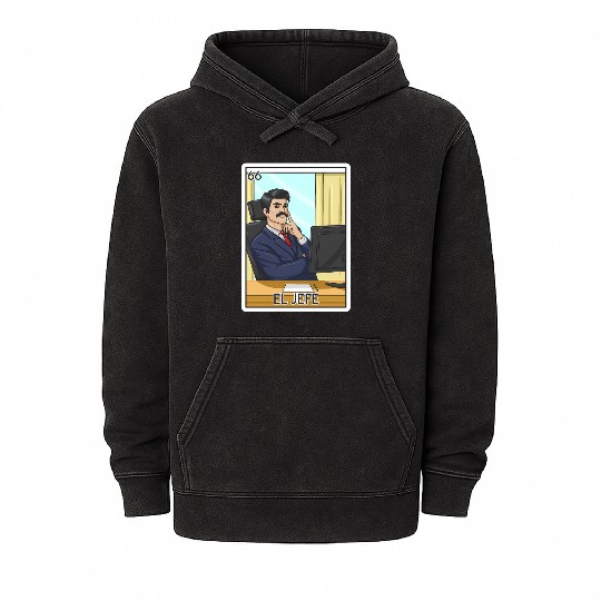El Jefe The Boss Card Mecan Lottery The Chief Mineral Wash Hoodies