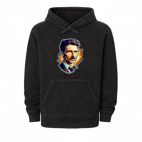 Nikola Tesla Physics Nerd Geek Natural Sciences Mineral Wash Hoodies