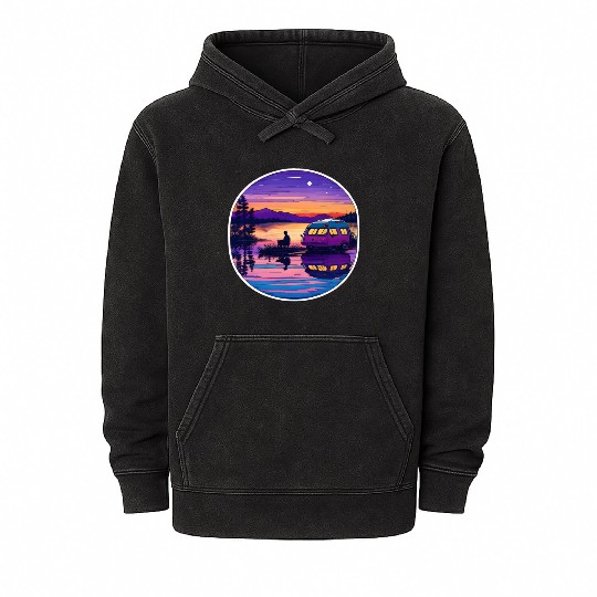 A Camper Enjoying A Peaceful Lakeside Mineral Wash Hoodies