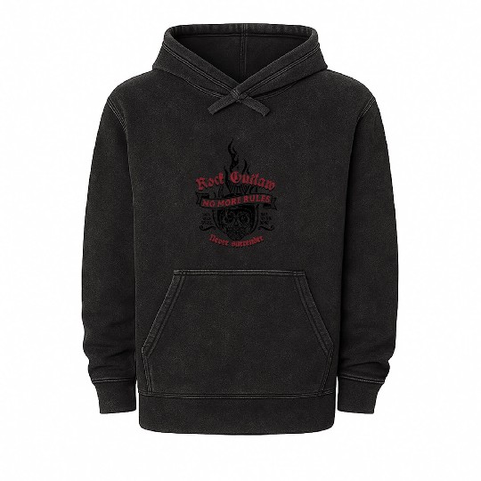 Rock Outlaw - No More Rules - Never surrender Mineral Wash Hoodies
