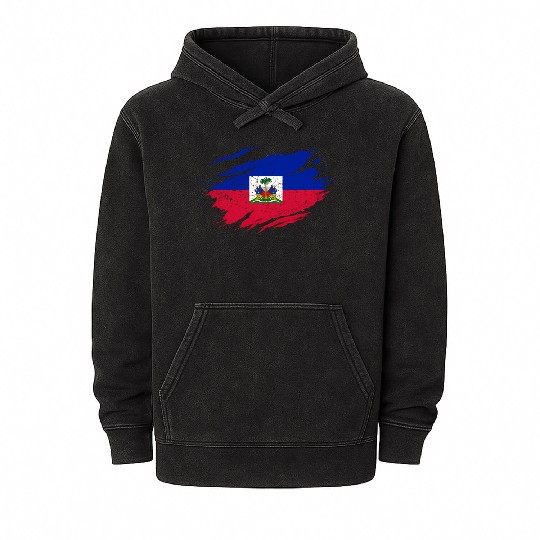 Haitian Flag Haiti Pride Roots Mineral Wash Hoodies