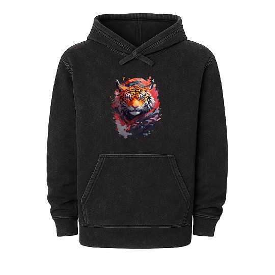 Nordic Ninja Tiger: A Blend of Strength Mineral Wash Hoodies