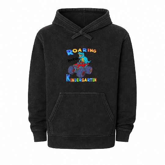 Roaring Kindergarten Dinosaur T Rex Back To School Mineral Wash Hoodies