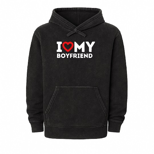 I Heart My Boyfriend Mineral Wash Hoodies