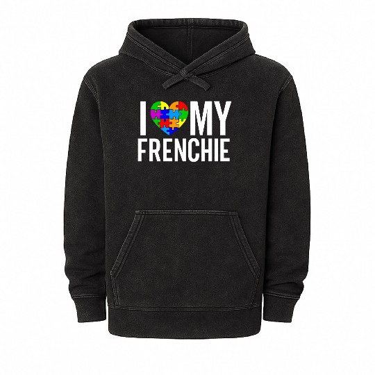 I Love My Frenchie Mineral Wash Hoodies