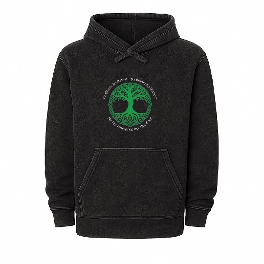 Pagan Celtic Wiccan As Above So Below Green Tree Mineral Wash Hoodies