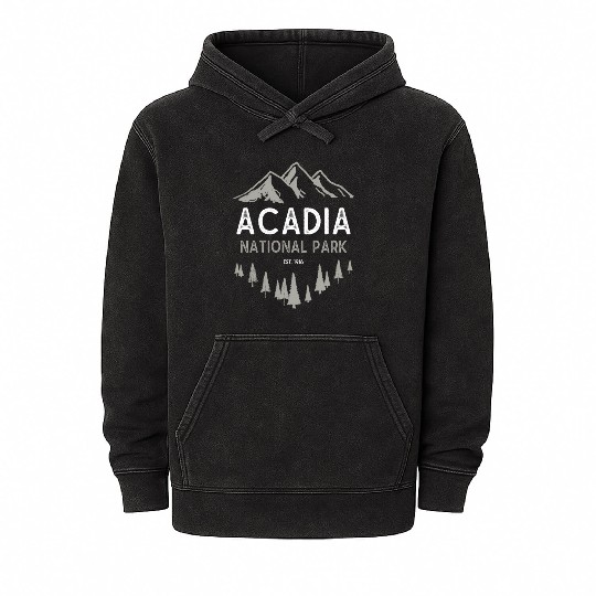 Acadia National Park Est 1916 Maine Mineral Wash Hoodies