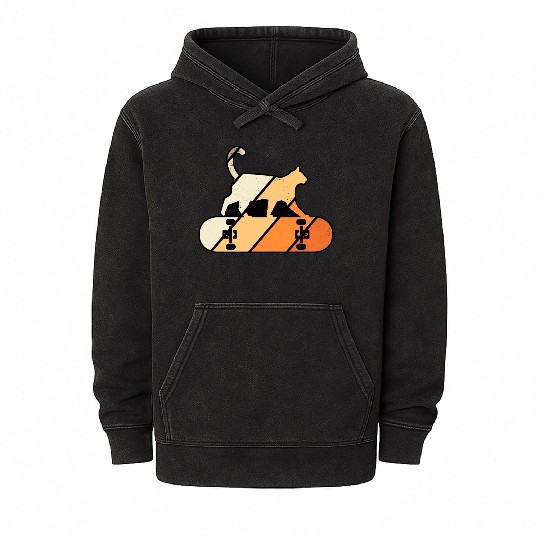 Cat Skatebaorder Trick Primo Mineral Wash Hoodies