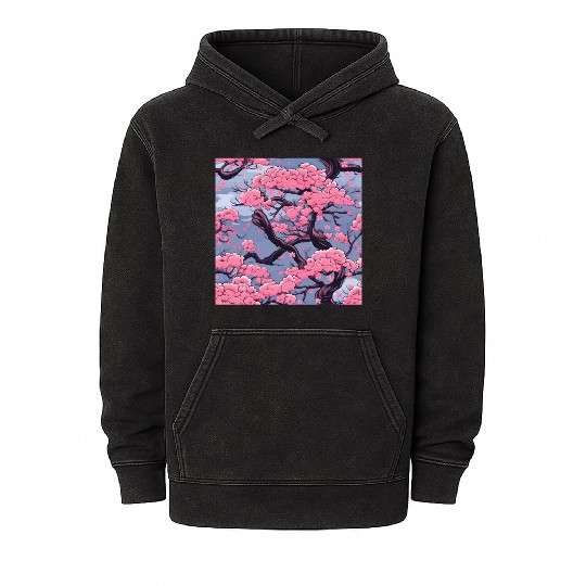 Anime Euphoria: Fantasy Cherry Blossom Dreamscape Mineral Wash Hoodies