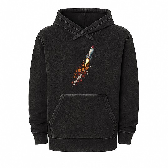 Autumn rocket - leaf-driven flight Mineral Wash Hoodies