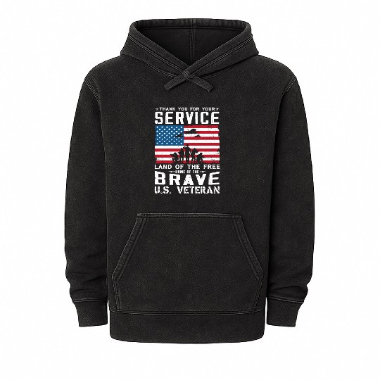 US Army Veteran Land Of The Free Mineral Wash Hoodies