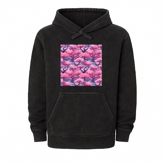 Anime Euphoria: Fantasy Cherry Blossom Dreamscape Mineral Wash Hoodies