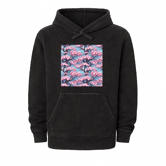 Anime Euphoria: Fantasy Cherry Blossom Dreamscape Mineral Wash Hoodies