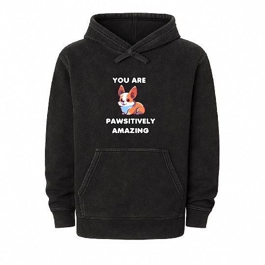 Motivational Corgi Positivity Mineral Wash Hoodies