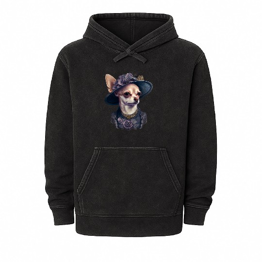 Chihuahua - English Lady Women Dress Dog Great Mineral Wash Hoodies