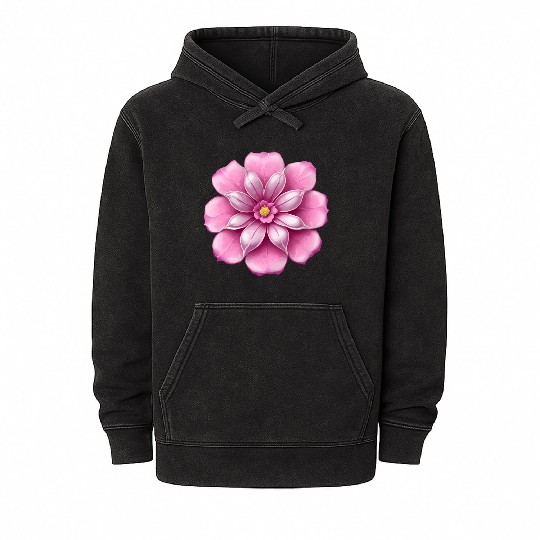 Pink cherry blossom flower Mineral Wash Hoodies