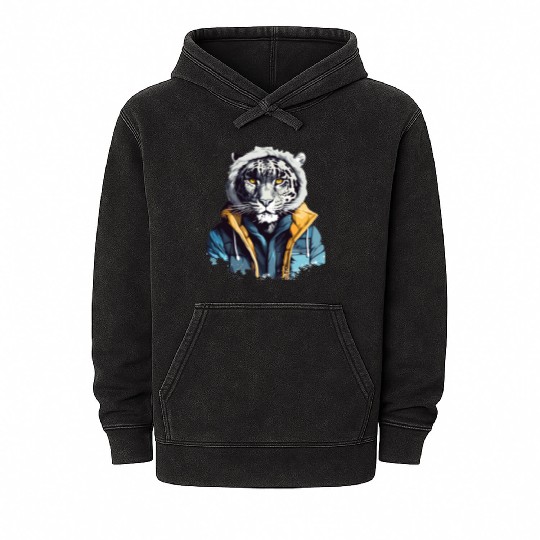 Street Style Snow Leopard | Leopard Lovers Mineral Wash Hoodies