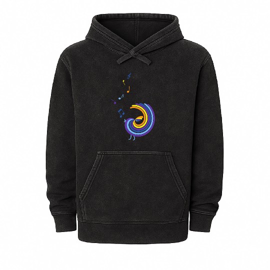 colorful singing bird Mineral Wash Hoodies