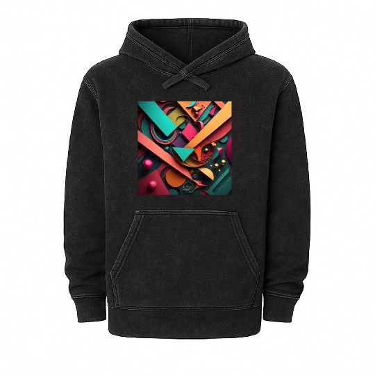 Shapes 3 Abstract Art Mineral Wash Hoodies