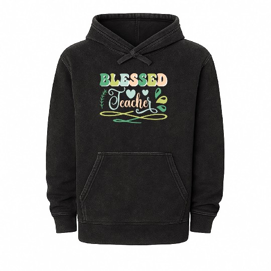 Blessed Teacher Back to School Design Mineral Wash Hoodies
