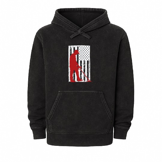 Patriotic US Flag Metal Detectorist Mineral Wash Hoodies