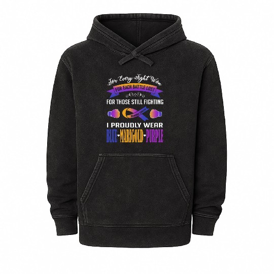 I Proudly Wear Blue Marigold Purple Bladder Cancer Mineral Wash Hoodies