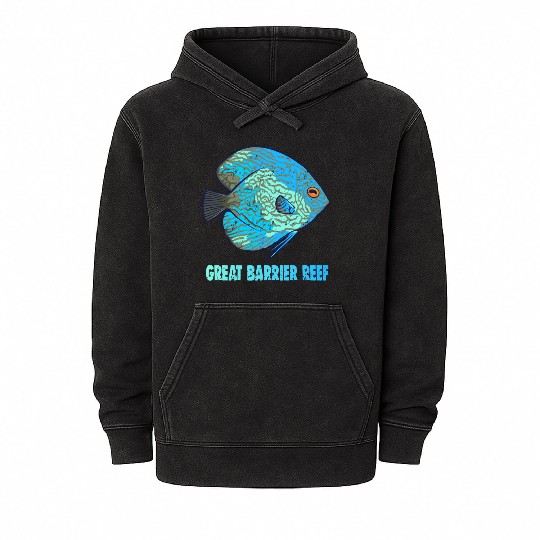 Great Barrier Reef Retro Style Mineral Wash Hoodies