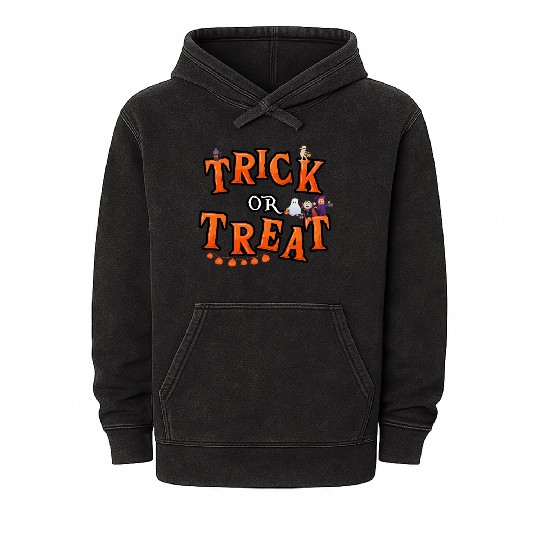 Trick or Treat kids,ghost,witch and vampire ,cat Mineral Wash Hoodies