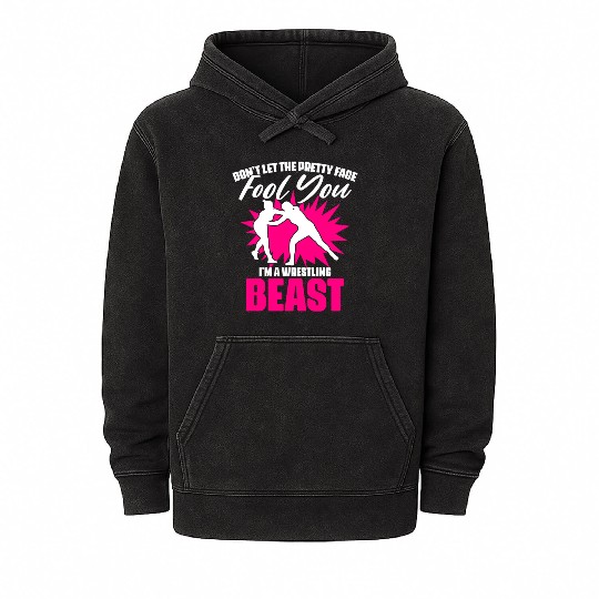 Funny Wrestling Sports Humor For A Girl Freestyle Mineral Wash Hoodies